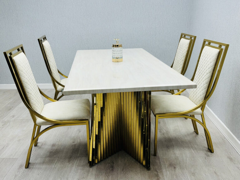 Ravello 180cm Black & Gold - Cream & Gold Marble Dining Table