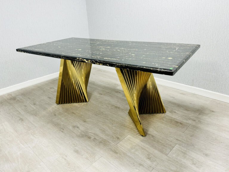 Ravello 180cm Black & Gold - Cream & Gold Marble Dining Table