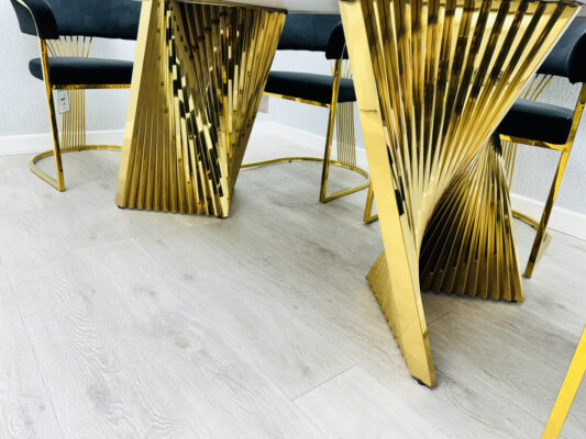 Ravello 180cm Black & Gold - Cream & Gold Marble Dining Table
